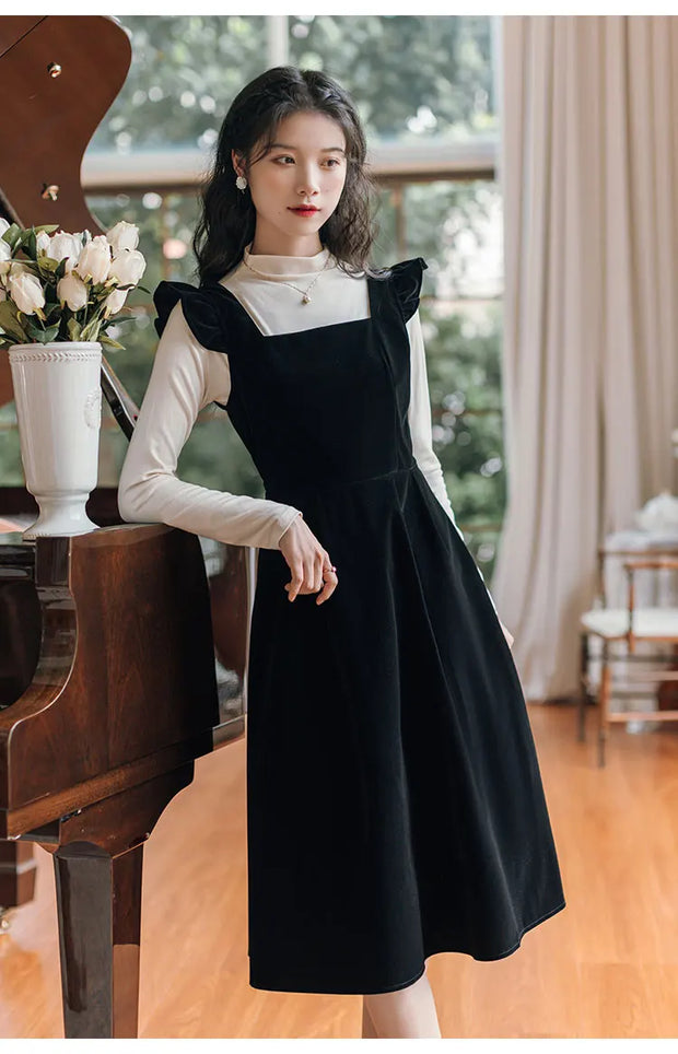 Eulalia Vintage Set Chic Velvet A-Line Dress, vintage dress, Vintage French dress, vintage dress, fairy, cottagecore dress, French dress, 1940s