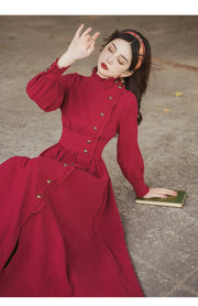 Althea vintage dress, Chic Regular Fit Corduroy, Vintage French dress, cottagecore dress, 1940s