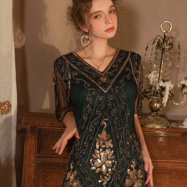 Agatha Flapper Gatsby Dress, Prom Fringe Dress 1920s Vintage inspired Great Gatsby Art Deco Charleston Downton Abbey Bridesmaid Wedding