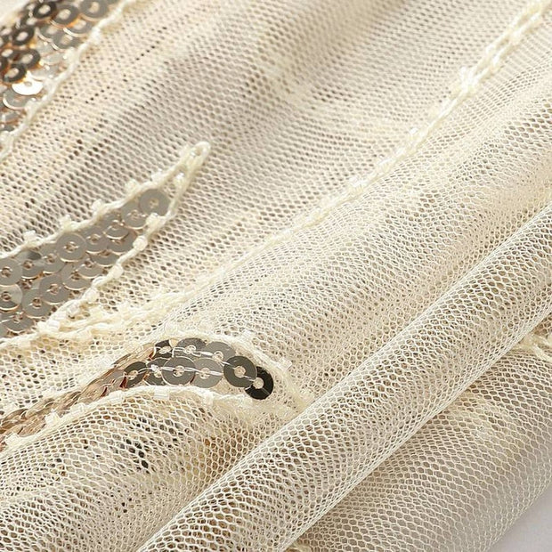 Flapper Shawl, 1920s Gatsby Vintage Retro Shawl Beaded Sequins Short Tops Party Evening Scarf Bridal Wraps Bolero Flapper Cape Cover Up