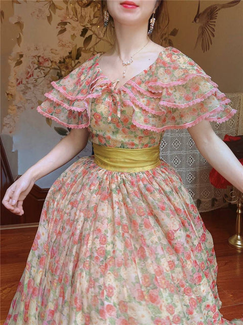 Etta vintage dress, Vintage French dress, vintage dress, floral dress, cottagecore dress, French dress, floral dress, 1950s
