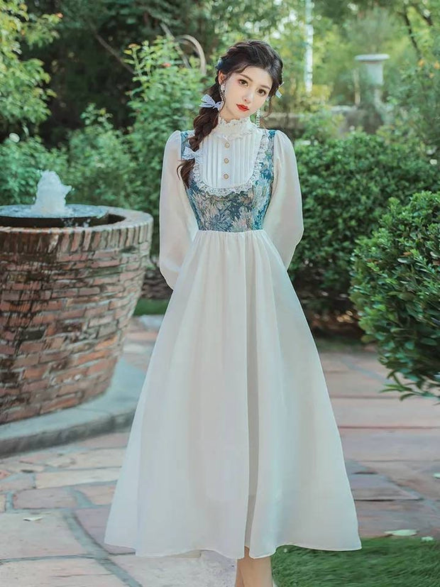 Bianca vintage dress, vintage French dress, tapestry, vintage, floral dress, cottagecore, French dress, floral dress, victorian